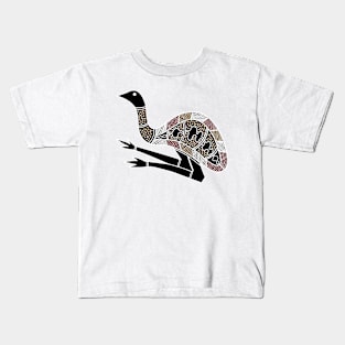 Aboriginal Art - Emu Black Kids T-Shirt